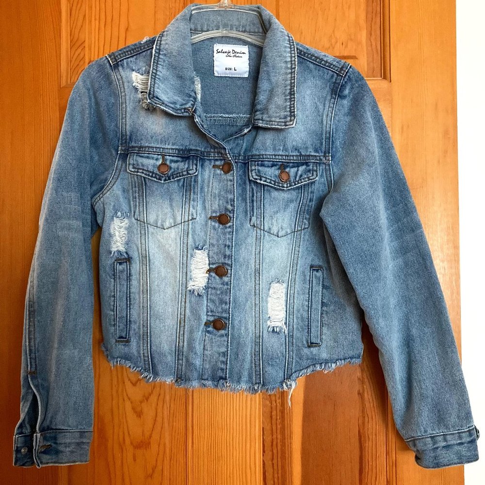 Salvaje Denim Jacket, Distressed, Jr. Large but Fits like a Small